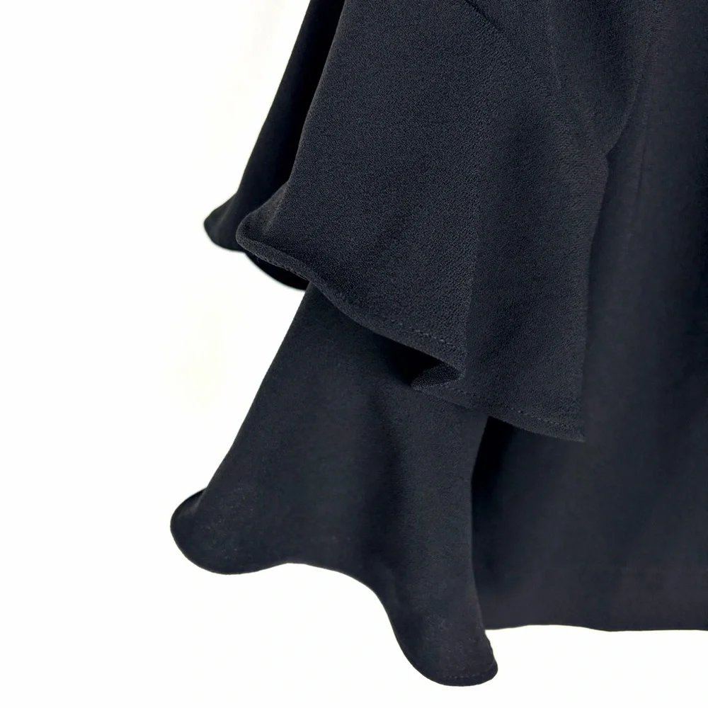 J.Crew Black Ruffle Sleeve Blouse Size 6 Keyhole Back Flowy Top - Picture 8 of 12